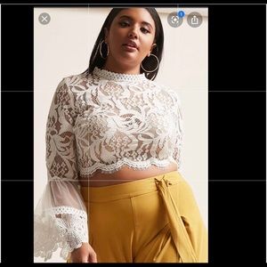 Plus size forever 21 sheer lace top